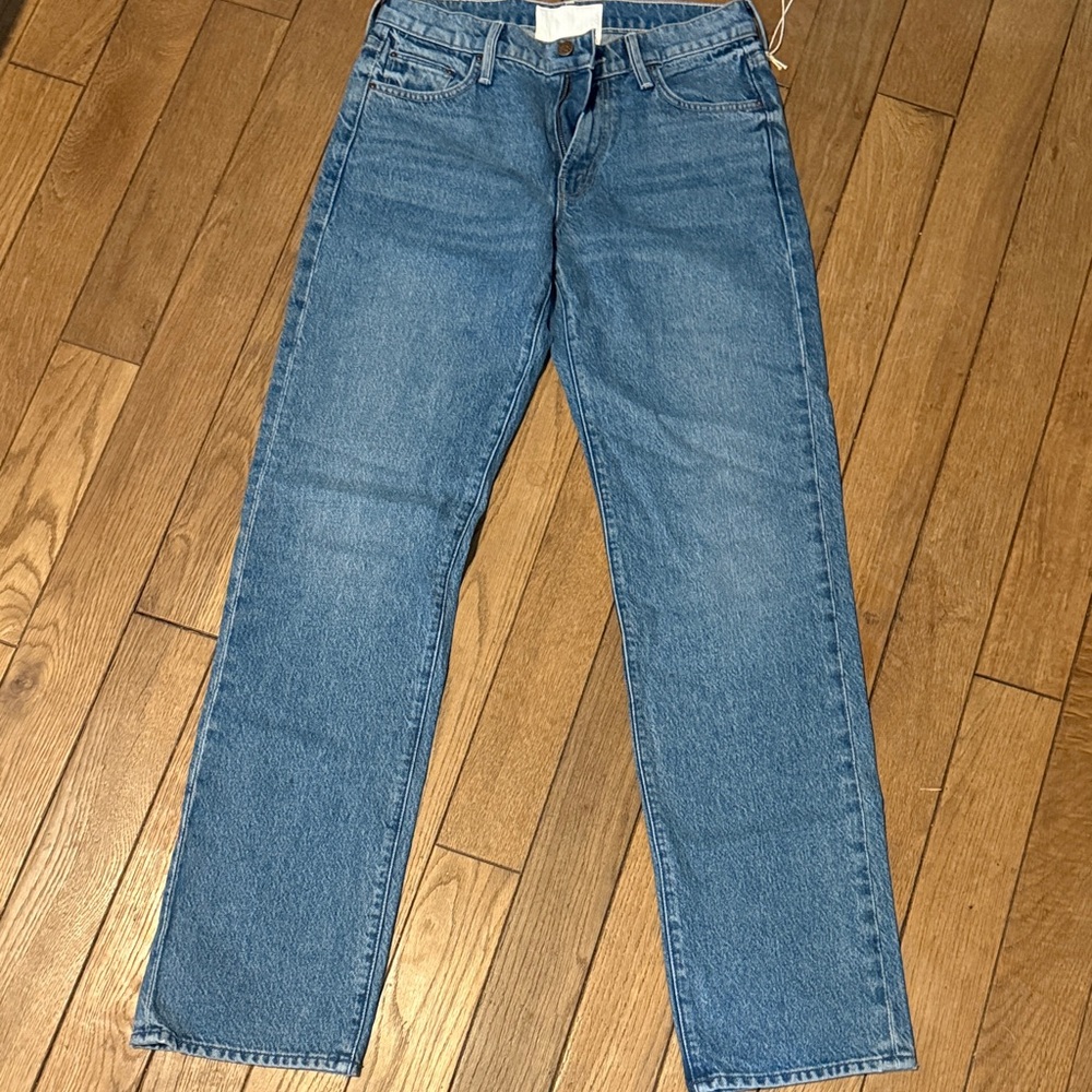 Mother Snacks Blue Straight-Leg Jeans